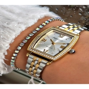 Kadın Kol Saati Su Geçirmez  Gri Çelik , bileklik hediyeli