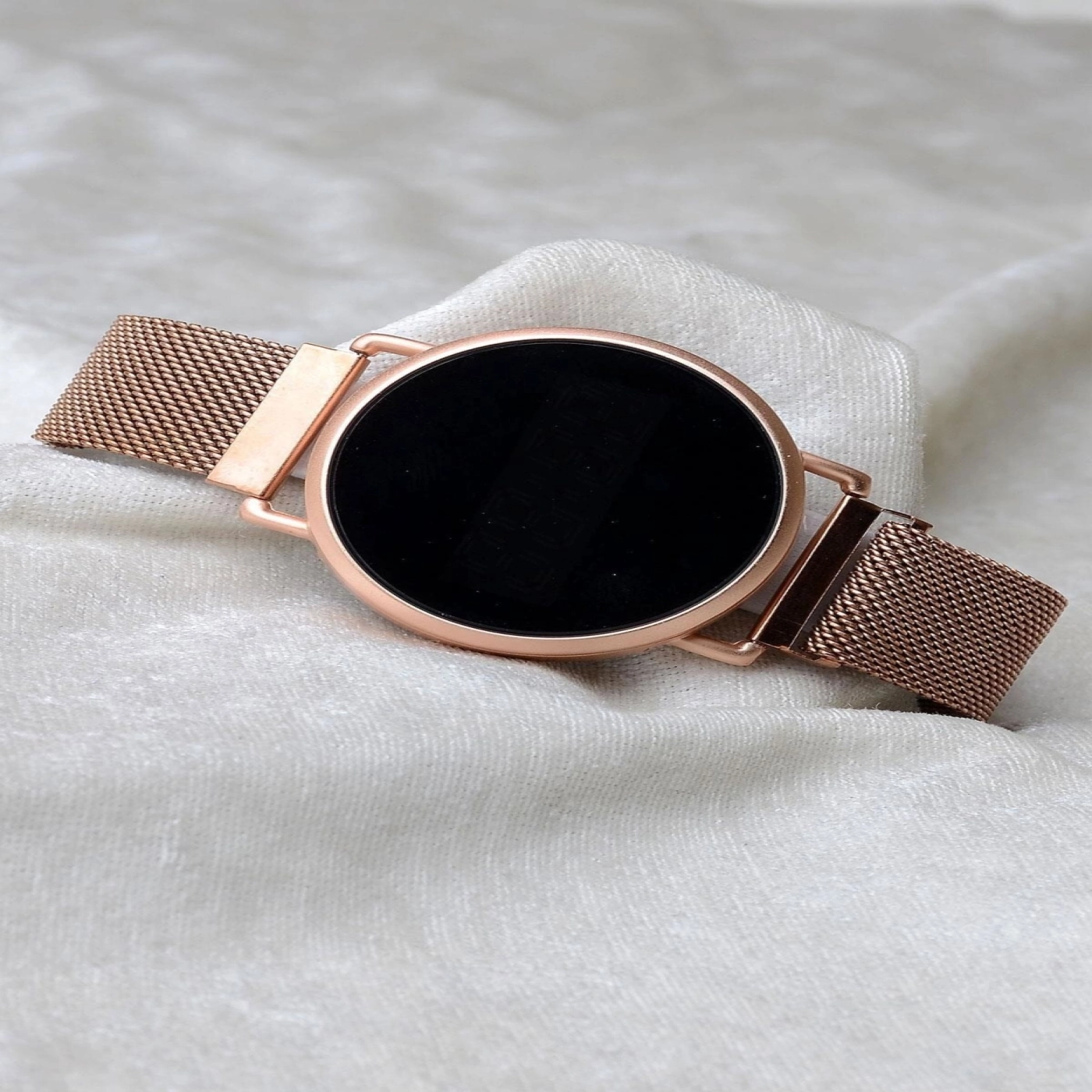 Unisex Bej Mıknatıslı Dokunmatik Kol Saati