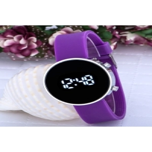 Unisex purple Led Watch Dijital Genç Kız Çocuk Kol Saati 303578