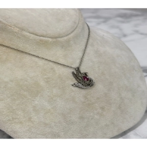 925 Ayar Gümüş Taşlı Kuğulu Modeli Gümüş Kolye