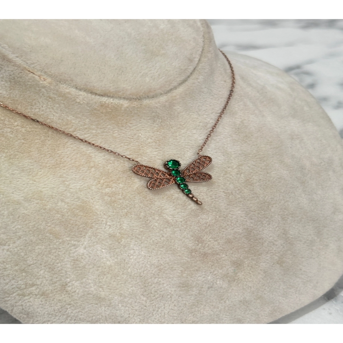 925 Ayar Gümüş Rose Gold Taşlı  Modeli Gümüş Kolye