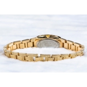 Şık Özel Tasarım Sarı Renk Zirkon Taşlı Çelik Kasa Kol Saati ST-303706