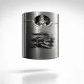 Premium Özel Tasarım Şeffaf Çerçeveli Lüks Taş Detaylı Desenli Metal Çakmak-Özel Çakmak Kutusu