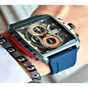 FUNCTION LACİVERT KADRANLI TAKVİMLİ KARE LACİVERT SİLİKON ERKEK KOL SAATİ