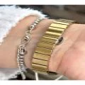 FERRUCCİ BEYAZ KADRANLI KARE GOLD TAŞ RAKAMLI GOLD METAL KADIN KOL SAATİ