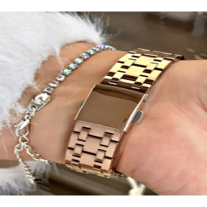 ROMA RAKAMLI TAŞLI ROSE KADIN METAL KOL SAATİ