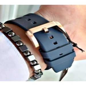 Functıon Lacivert Kadranlı Takvimli Rose Kasa Lacivert Silikon Erkek Kol Saati