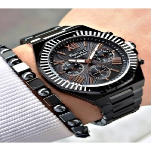 FERRUCCİ ROMA RAKAMLI SİYAH KADRANLI FUNCTION SİYAH METAL ERKEK KOL SAATİ