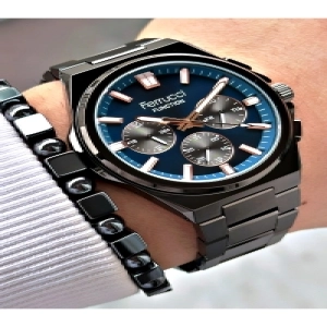 FERRUCCİ LACİVERT KADRANLI FUNCTION KOYU GRİ METAL ERKEK KOL SAATİ
