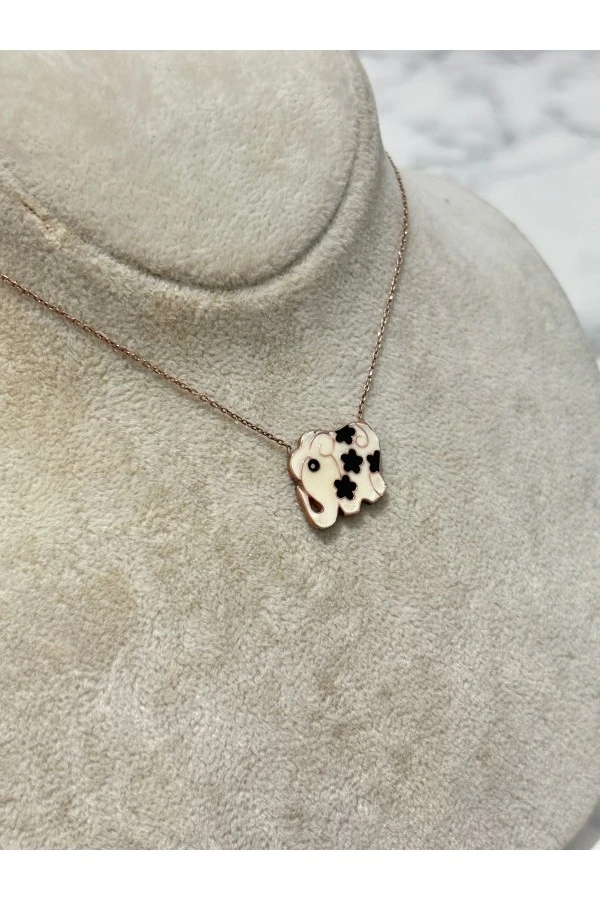 925 Ayar Gümüş Rose Gold Fil Modeli Gümüş Kolye