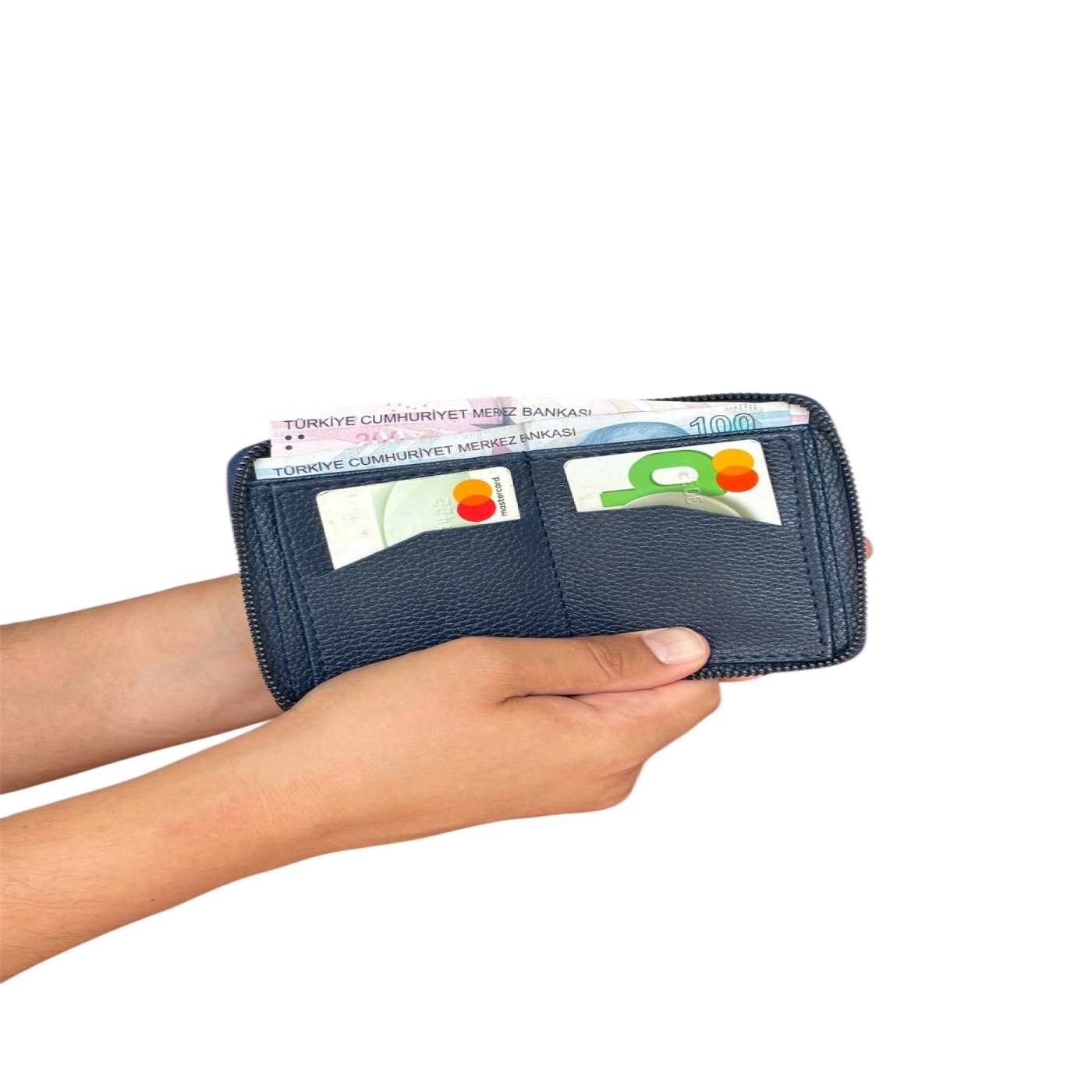 Premium Serisi Lüks Deri Özel Üretim Dikey Fermuarlı Erkek Cüzdanı hover