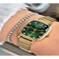 FERRUCCİ YEŞİL KADRANLI KARE GOLD TAŞ RAKAMLI GOLD METAL KADIN KOL SAATİ