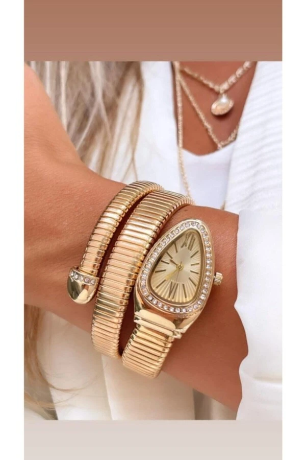 Yılan Model Bayan Kol Saati Rose Gold