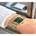 FERRUCCİ YEŞİL KADRANLI KARE GOLD TAŞ RAKAMLI GOLD METAL KADIN KOL SAATİ
