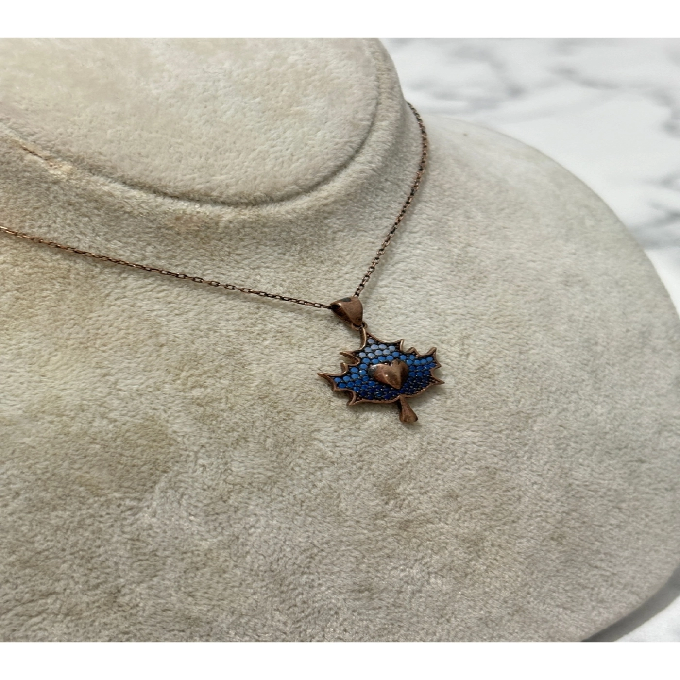 925 Ayar Gümüş Rose Gold Yaprak Modeli Gümüş Kolye