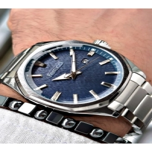 Gümüş Renk Çelik Kasa Erkek Kol Saati + Bileklik Hediyeli