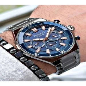 Gümüş Renk Spor Çelik Kordon  Fonksiyonlu Erkek Kol Saati + BİLEKLİK HEDİYELİ