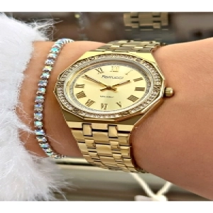 ROMA RAKAMLI TAŞLI GOLD KADIN METAL KOL SAATİ