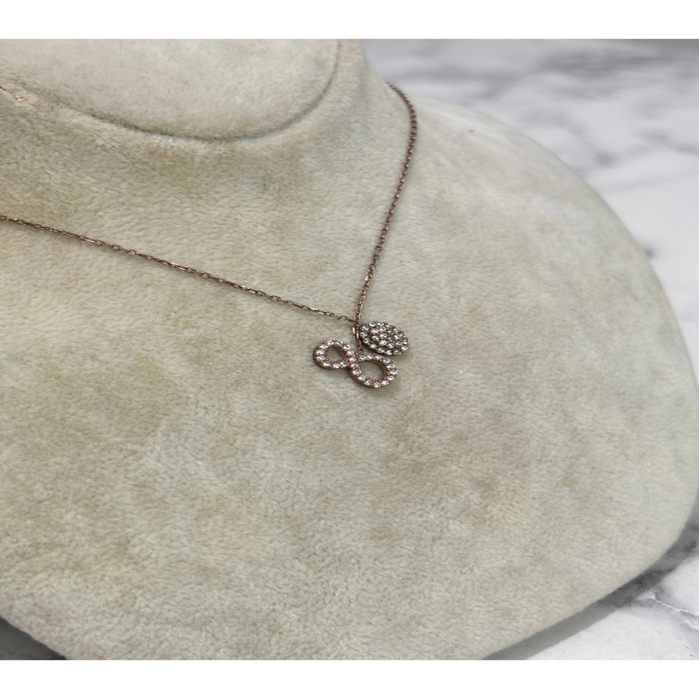 925 Ayar Gümüş Rose Gold Sonsuzluk Modeli Gümüş Kolye