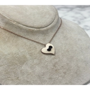 925 Ayar Gümüş Büyük Beyaz Kalpli Modeli Gümüş Kolye