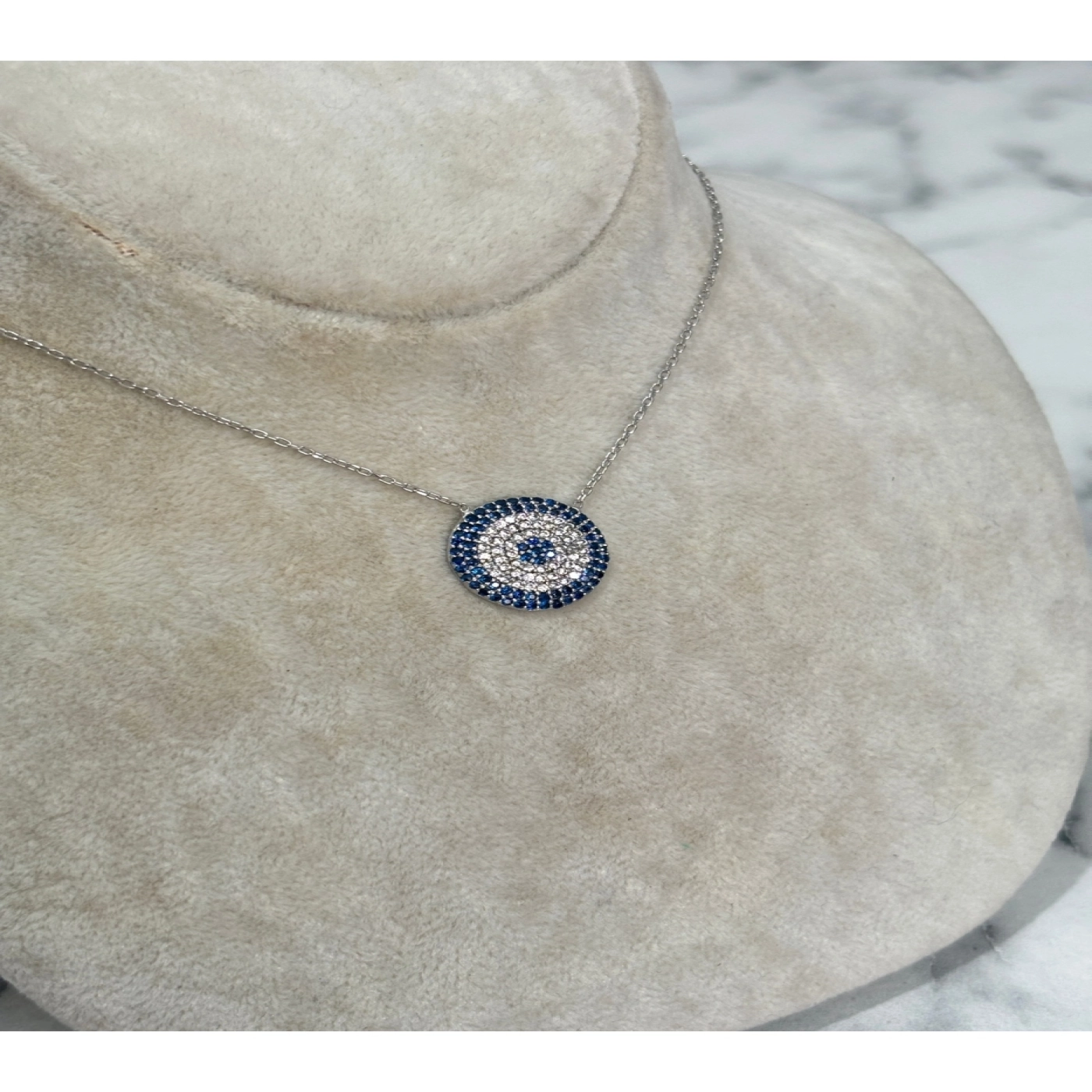 925 Ayar Gümüş Taşlı Nazar Boncuk Modeli Gümüş Kolye