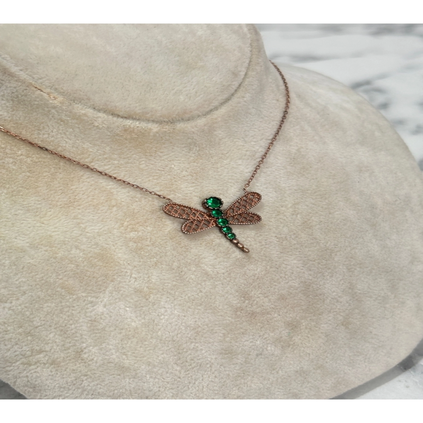 925 Ayar Gümüş Rose Gold Taşlı  Modeli Gümüş Kolye