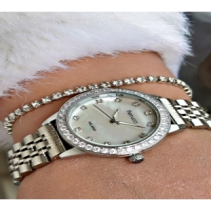 FR97J56C Kadın Kol Saati Taşlı Gümüş Renk 2 Yıl Garantili + Bileklik Hediyeli