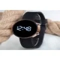 Dijital Led Watch Bakır Yuvarlak Kasa Siyah Silikon Kordon Unisex Kol Saat ST-303562
