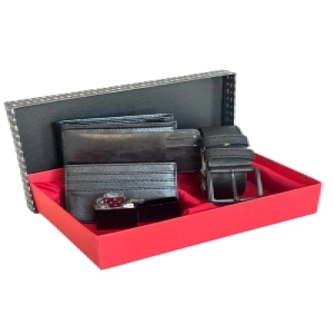 Premium Serisi Özel Kutulu Lüks Deri Yatay Cüzdan Kemer ve Çakmak Erkek Seti
