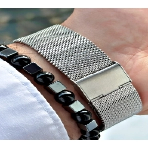 Classic Tasarım Premium Serisi Roma Rakamlı Hasır Kordon Erkek Kol Saati-Bileklik Hediyeli