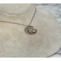 925 Ayar Gümüş Taşlı Rose Gold Ay Yıldız  Modeli Gümüş Kolye