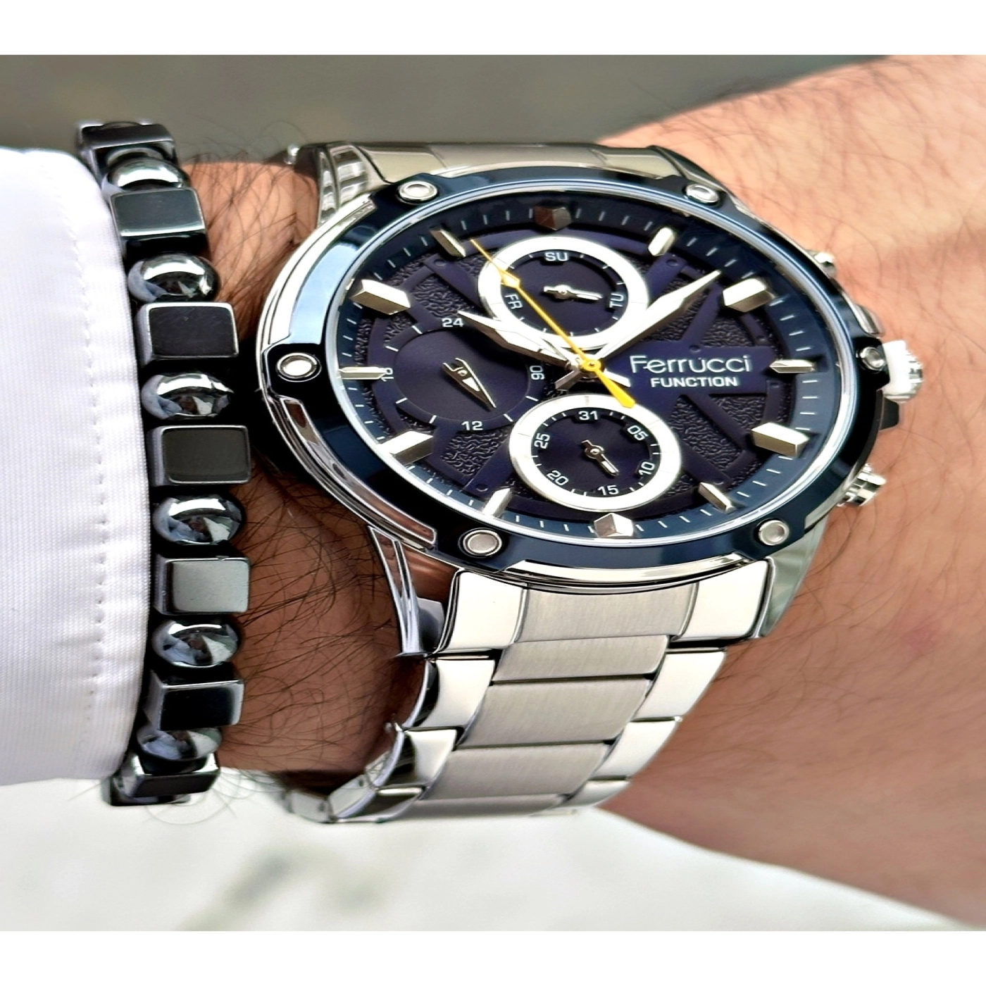 FERRUCCİ LACİVERT KADRANLI FUNCTION GÜMÜŞ METAL ERKEK KOL SAATİ hover