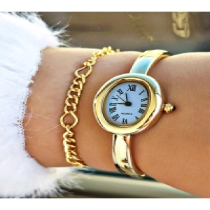 Premium Seri Özel Tasarım Lüks Seri Kelepçe Modeli Roma Rakamlı Kadın Kol Saati-Bileklik Hediyeli