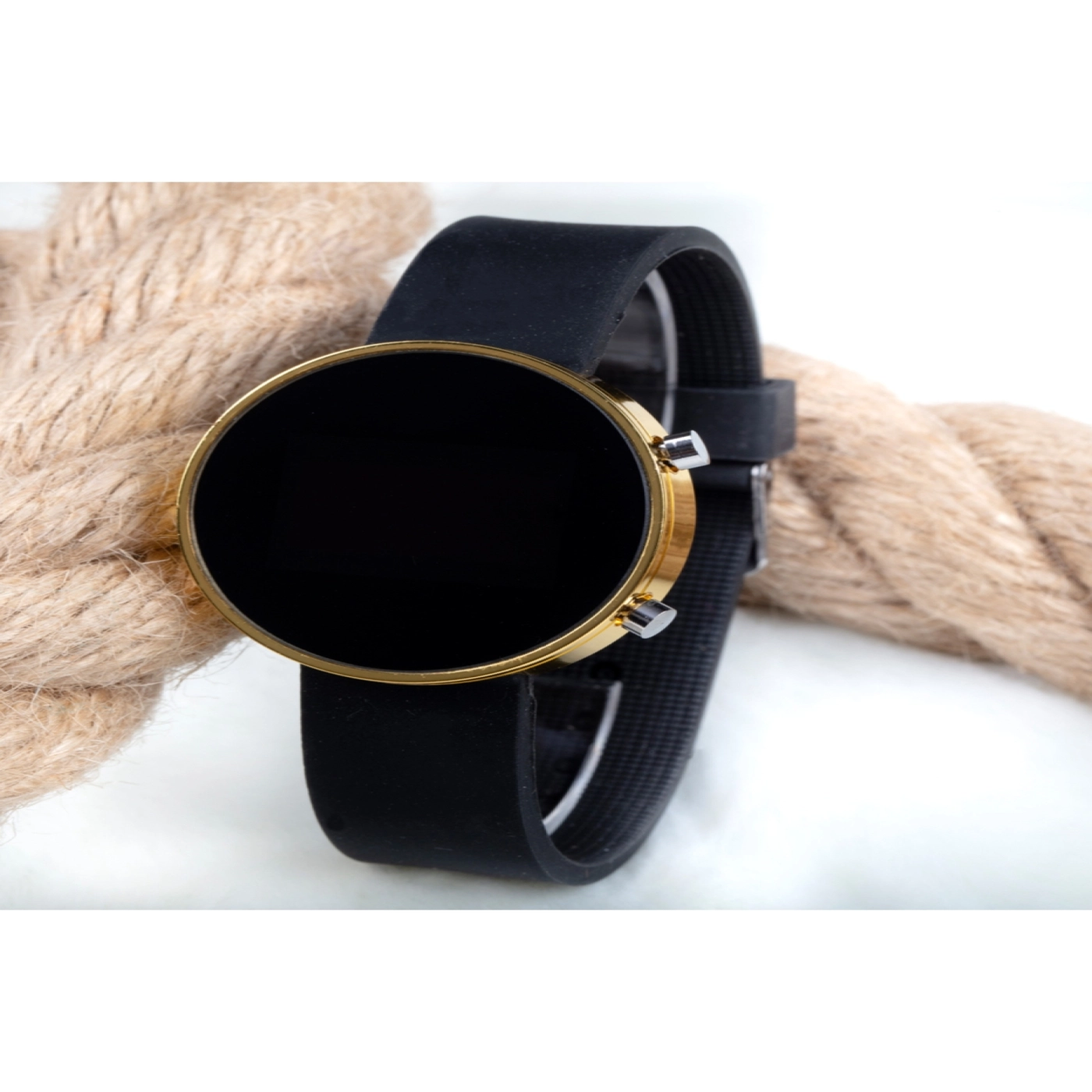 Dijital Led Watch Sarı Yuvarlak Kasa Siyah Silikon Kordon Unisex Kol Saat ST-303561 hover