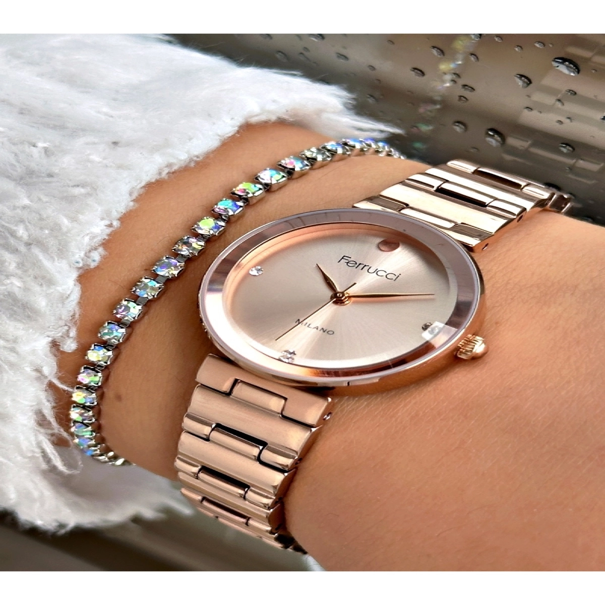 Kadın Kol Saati Su Geçirmez  Rose Çelik , bileklik hediyeli