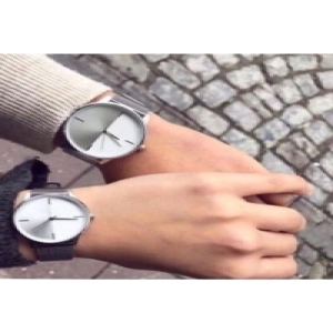 Hasır Mıknatıslı Kordon Çift Saati Gümüş