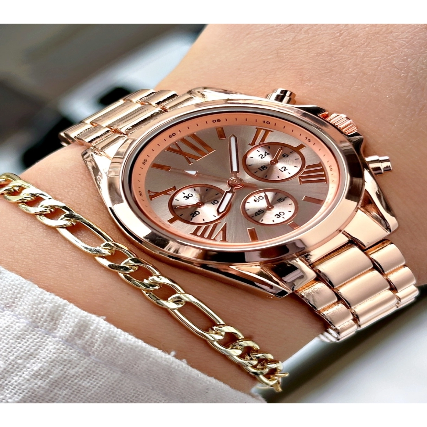 Roma Rakamlı Lüks Metal Kordon Kadın Kol Saati - Bileklik Hediyeli hover