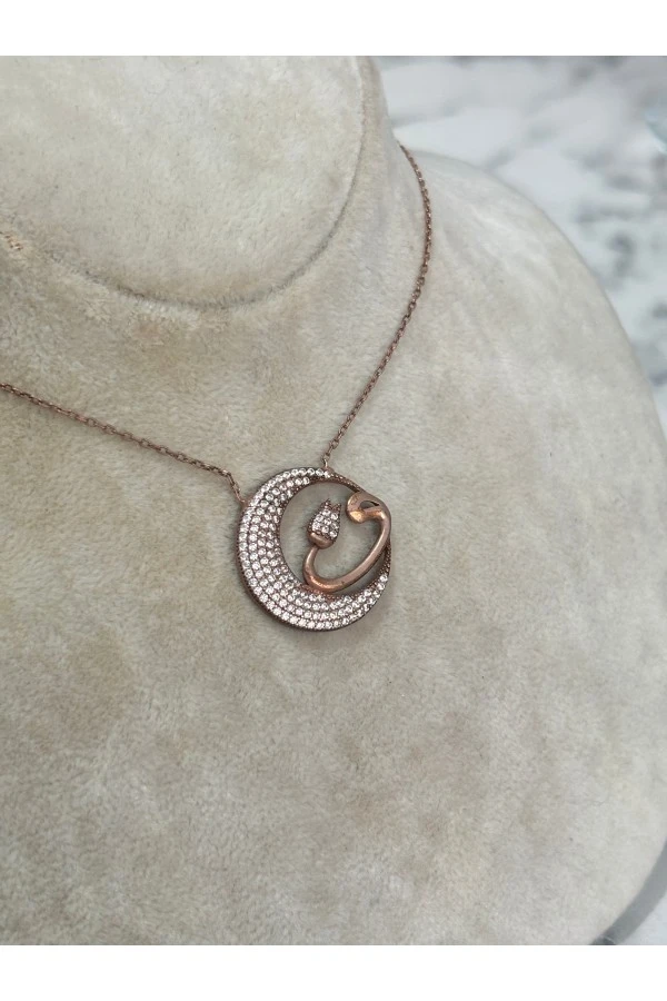 925 Ayar Gümüş Taşlı Rose Gold Yüzük Modeli Gümüş Kolye
