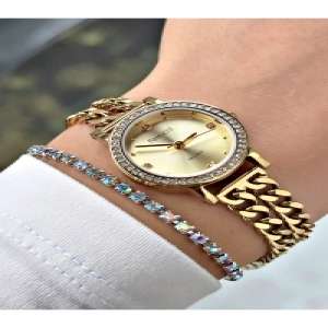 TAŞ RAKAM TAŞ BEZEL GOLD KADIN METAL KOL SAATİ