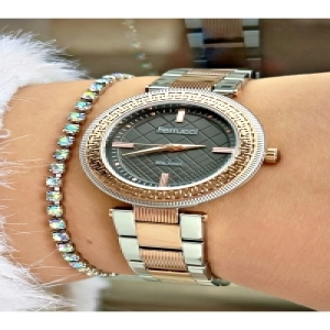 FERRUCCİ SİYAH KADRANLI ROSE GÜMÜŞ METAL KADIN KOL SAATİ