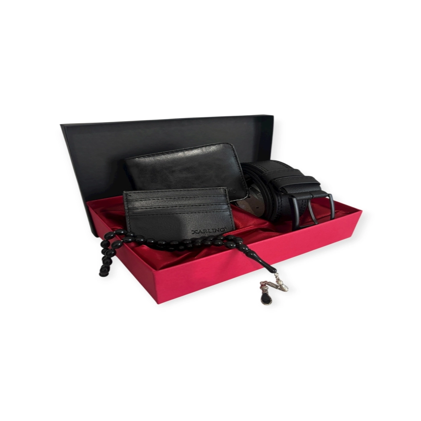 Premium Serisi Lüks Deri Classic Crazy Deri Cüzdan Kartlık Kemer Ve Tesbih Seti