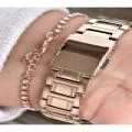 Rosegold Renk Çelik Kordon Kadın Kol Saati Bileklik Hediyeli