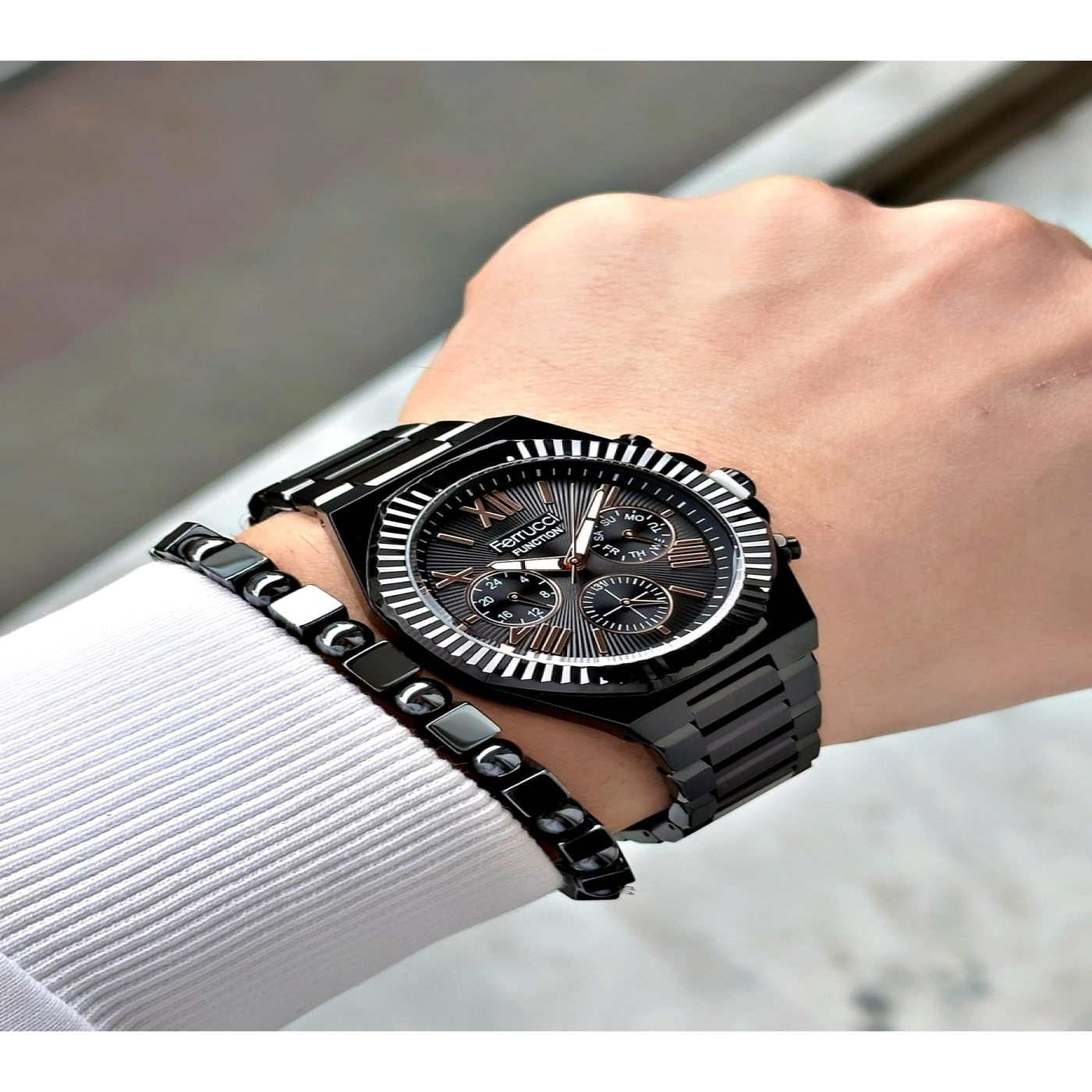 FERRUCCİ ROMA RAKAMLI SİYAH KADRANLI FUNCTION SİYAH METAL ERKEK KOL SAATİ hover