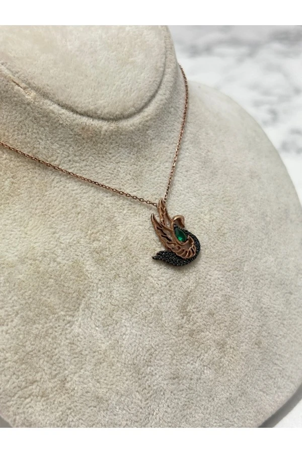 925 Ayar Gümüş Rose Gold Kuğu Modeli Gümüş Kolye