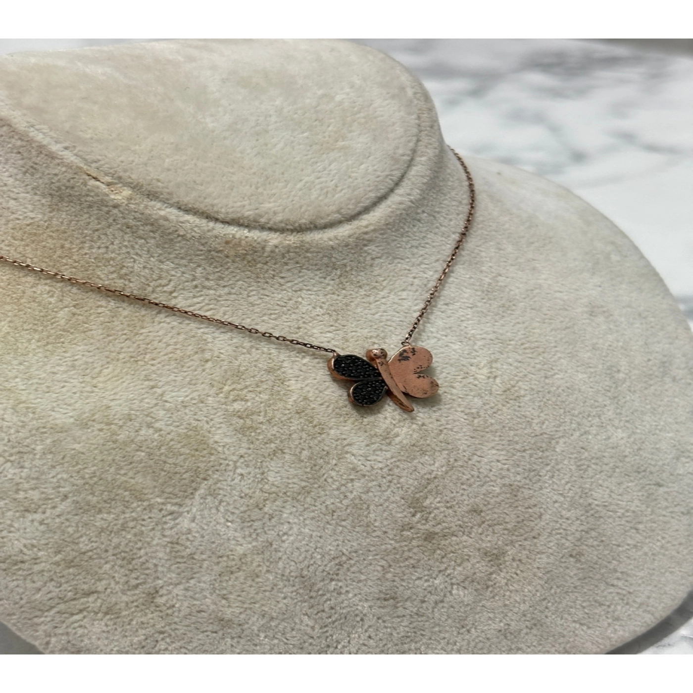 925 Ayar Gümüş Rose Gold Kelebek Modeli Gümüş Kolye