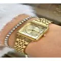 FERRUCCİ KARE KESME CAMLI RAKAMLARI TAŞLI GOLD METAL KADIN KOL SAATİ