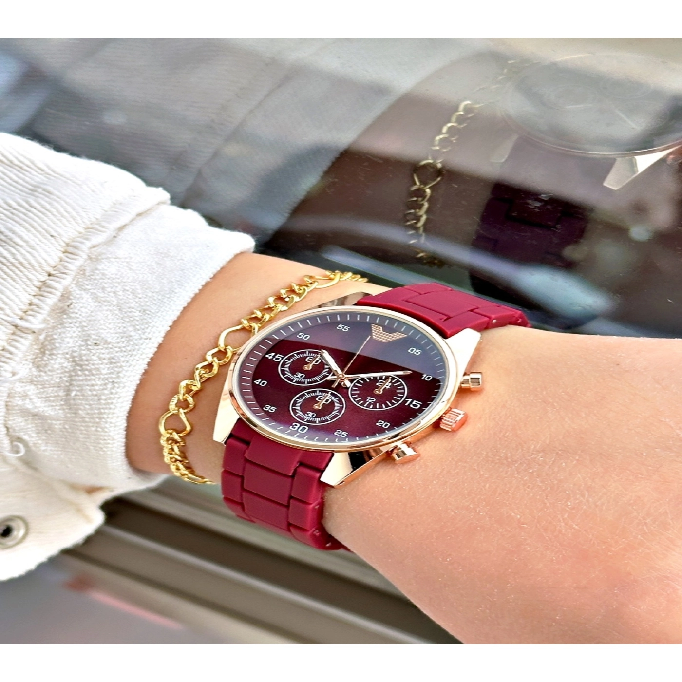 Lüks Tasarım Silikon Kordon Özel Seri Metal Kasa Kadın Kol Saati-Bileklik Hediyeli hover
