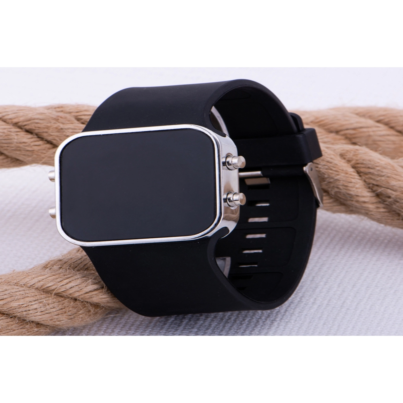 Seri Dijital Gümüş Kasa Renk Led Bileklik Silikon Kol Saat ST-303539 hover