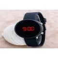 Siyah Renk Silikon Kordonlu Yuvarlak Dijital Ekran Unisex Saat ST-303634