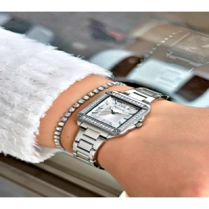 FERRUCCİ KARE TAŞLI GÜMÜŞ METAL KADIN KOL SAATİ